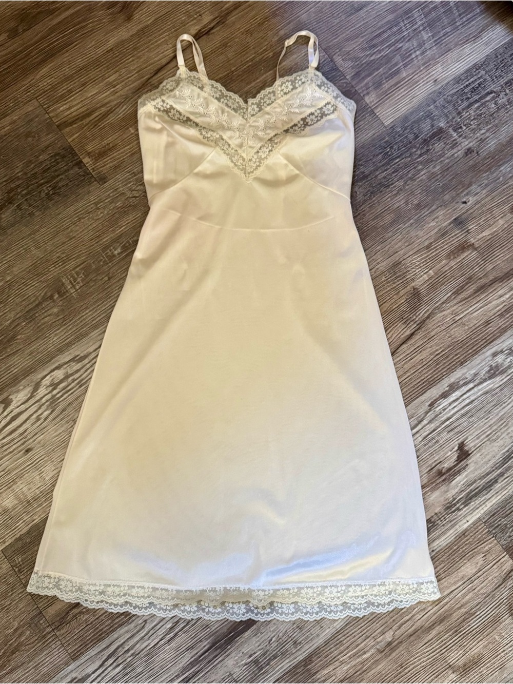 Aristocarft Vintage Ivory Lace-Trim Slip Dress Size 32
